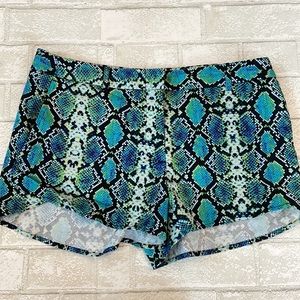 BCBGMAXAZRIA blue snake print shorts.